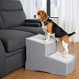 Pet Gear Easy Step II Pet Stairs, 2 Step for Cats/Dogs up to 150 Pounds, Portable, Removable Washable Carpet Tread, No Tools Required, Sea Salt