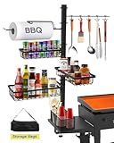 Concons Griddle Caddy Organizer for Blackstone Griddle Accessories, BBQ Grill Picnic Utensil Condiment Caddy with Paper Towel Holder, Outdoor Kitchen Accessories for Camper