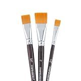 Transon Flat Paint Brush Set 3pcs for Acrylic Watercolor Gouache Oil and Body Painting