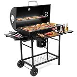 SUNLIFER Charcoal BBQ Grills Outdoor: Spacious Barrel Barbecue Grill with Side Front Table - Premium BBQ Smoker Combo for Backyard Cooking Patio Grilling Tailgating Party Camping Picnic