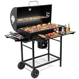 SUNLIFER Charcoal BBQ Grills Outdoor: Spacious Barrel Barbecue Grill with Side Front Table - Premium BBQ Smoker Combo for Backyard Cooking Patio Grilling Tailgating Party Camping Picnic