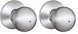 SCHLAGE F40 CSV ORB 626 Commercial Series Orbit Door Knob, Bed & Bath Privacy Lock, Satin Chrome (Pack of 2)