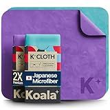 Koala Lens Cleaning Cloth | Japanese Microfiber | Glasses Cleaning Cloths | Eyeglass Lens Cleaner | Eyeglasses, Camera, VR/AR Headset, and Screen Cleaner | Blue & Purple (Pack of 2)