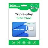 EIOTCLUB Data SIM Card Triple Play for 360 Days - No Contract