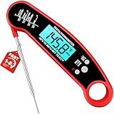 Meat Thermometer Digital – Instant Read Food Thermometer for Grilling, BBQ, Air Fryer, Smoker, Candy Making with Foldable Probe, Kitchen Gadgets, BBQ Essentials, Gift for Dad Men Husband Him, Red
