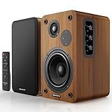 Active Bookshelf Speakers 36W RMS - BT 5.4 Wireless Speaker with 5 Inch Woofer, Silk Dome Tweeter PC Speakers - USB Digital Audio Studio Monitors Bass & Treble Adjust AUX Input for Record Player TV