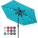 ABCCANOPY Durable Solar Led Patio Umbrellas with 32LED Lights 9FT (Turquoise)