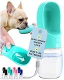 MalsiPree Dog Water Bottle Dispenser - 12 oz Blue - Leak-Proof Lock & One-Hand Operation - Dog Water Bowl Dispenser - Pet Travel Bottle with Built-in Bowl