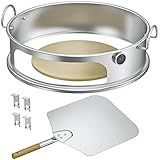 onlyfire Stainless Steel Pizza Ring Kit Pizza Oven Kit for Weber 22-Inch Kettle Grills - Include Pizza Stone and Aluminum Peel