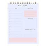KAICN Daily to Do Notepads - Task Checklist planner, Time Management planner, To Do lists, Organizer with Today's Goals, Notes, 52 Undated Agenda Tear-off Sheets, 6.5 x 9.8 inches (Pink)