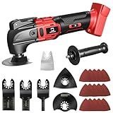 Cerycose Cordless Oscillating Tool Compatible with Milwaukee 18V Battery, 21000 OPM Max Brushless-Motor Tool with Auxiliary Handle, Oscillating Multi-Tool for Scraping, Sanding,Cutting Wood(Tool only)