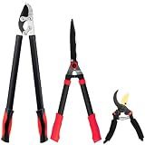 YRTSH Loppers, Hedge Shears & Pruners Combo Set, 3-Piece Hedge Clippers