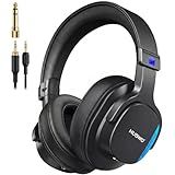 NUBWO Studio Headphones Wired, Hi-Res Over Ear Headphones with 3.5/6.35mm Detachable Jack, 180° Flip Earpads, 45mm Drivers Professional Monitor Headsets for Mixing, DJ, Recording, Guitar, Piano-HD01