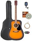 Fender Dreadnought Acoustic Guitar - Sunburst Bundle with Gig Bag, Tuner, Strings, Picks, and Austin Bazaar Instructional DVD