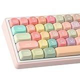 PBT Keycaps 126 Keys MOA Profile Cute Keycap Dye-Sublimation Rainbow Candy Keycaps Set Custom Keycap for Cherry Gateron MX Swithes Mechanical Keyboards