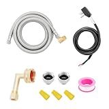 Solimeta Universal Dishwasher Installation Kit with 6 ft Stainless Steel Hose and Power Cord