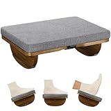 Atoping Wooden Under Desk Foot Rest, Foot Stool with Detachable Cushion, Ergonomic Rocking Footrest for Work & Home, Leg Relief & Foot Support, Improves Posture and Blood Circulation