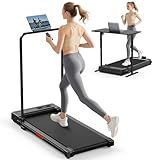 Walking Pad Treadmill for Home - Folding Treadmills with Handle Bar Portable Compact Fold up Indoor Foldable Handles Electric Walk Pads Small Spaces Mini Running Quiet Under Bed Office