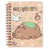 Capybara Spiral Notebooks, 1 Pack 4.1" x 5.7" A6 Wirebound Notebook NotePad Diary Stationary for Capybara Lover Birthday Gifts Office School Students Rewards