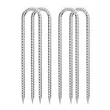 Rebar-Stakes-12-Inch, Ground Stakes Heavy Duty U-Hook Galvanized Anti-Rust Ground Anchors for Camping Tent Trampoline Accessories Dog Fence Chicken Coop Deer Fence 4pcs