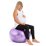 Core Balance Pregnancy Ball with Air Pump - Ideal for Prenatal Yoga, Pilates, and Maternity Exercises, Doubles as Office Chair, Stability and Balance Training, Physical Therapy Equipment (22" Purple)