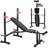 OLIXIS Adjustable Weight Bench Set with Rack, 650 LBS Foldable Bench Press