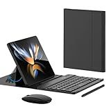 voppton for Samsung Galaxy Z Fold 7 6 5 Keyboard and Mouse, Portable Mini 7.9 inch Bluetooth Keyboard with Leather Stand Case and Pen, 4 in 1 Travel Set for Z Trifold Fold7 Accessories,Black