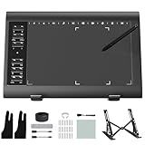Graphic Drawing Tablet, Digital Sketch,Design for PC and Computer/Pad-12 Hot Keys, Compatible Windows/MAC/Android,The Adjustable Ergonomic Stand,16384 Upgrade Levels Battery-Free Pen,ienRon 10x6.25