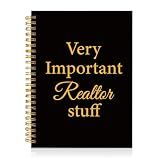 Mhfpl Very Important Realtor Stuff Black Golden Spiral Notebook, Funny Real Estate Agent Gifts for Realtor Real Estate Broker Property Manager, Office Journal for Real Estate Coworker Team Member