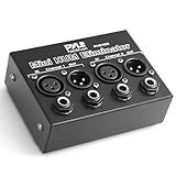 Pyle Compact Mini Hum Eliminator Box - 2 Channel Passive Ground Loop Isolator, Noise Filter,AC Buzz Destroyer, Hum Killer w/ 1/4" TRS Phone,XLR Input/Output, Uses 1:1 Isolation Transformer