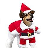 Christmas Dog Santa Costume Outfit, Xmas Puppy Santa Claus Clothes Suits Hat for Pet Dogs Cats Party New Year Funny Cosplay (Red, Medium)