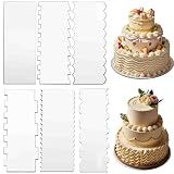 6-Piece Clear Acrylic Cake Decorating Scraper Set – Large Icing Smoothers and Edge Combs for Buttercream, Frosting, Mousse, and Baking Projects