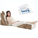 Lazyzizi 6pcs Orthopedic Bed Wedge Pillow Set, Memory Foam Wedge Pillow for Sleeping, Knee, Lumbar and Back Pain Relief Adjustable Bed Pillow - Acid Reflux, Anti Snoring & GERD Sleeping, Brown