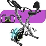 Folding Exercise Bike for Seniors, 5 IN 1 Foldable Stationary Bike with 16-Level Adjustable Resistance, Tri-Position Ride, 300LBS Capacity and 6.6 LBS Flywheel, Designed for Home Workout