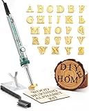 Arokimi 1/2" Wood Burning Letter Kit, 26 Pcs Alphabet Branding Iron Stamps for Wood Leather Hats BBQ Bread, With an 80W Electric Branding Iron