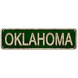 LINStore Oklahoma Sign, America State Name Vintage Metal Tin Sign, Wall Decor for Office/Home/Classroom - Best Decor Gift Ideas for Women Men Friends 4x16 Inches