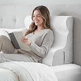 Wedge Pillow for Sleeping - Orthopedic Bed Wedge Pillow for Post-Surgery Recovery, Acid Reflux & Snoring Relief - Memory Foam Back Support Pillow for Sitting Up in Bed, Headboard Cushion - White