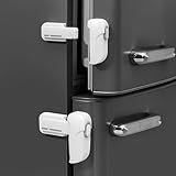 2 Pack Child Proof Fridge Lock, Baby Safety Refrigerator & Freezer Door Lock for Toddlers, Kids & Pets, One-Hand Operation, Strong Adhesive, No Tools or Drilling Needed, White
