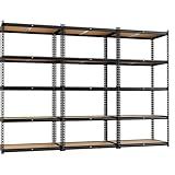 LEVELEVE 5-Tier Storage Shelving Unit, 2020 lbs Capacity, Heavy Duty Adjustable Metal Utility Shelf, 48" L x 18" W x 73" H for Garage, Kitchen, Pantry, Basement, Bathroom, Laundry, 3 Pack