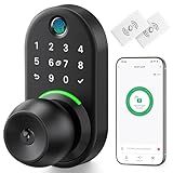 Keypad Smart Door Lock with Knob, Yamiry Keyless Entry Digital Lock with Handle, Fingerprint Electronic Knob for Front Door