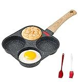 HUPECHAM 4-Cup Egg Pan Nonstick, and Granite Egg Frying Pan, Versatile Breakfast Skillet for Eggs, Pancakes, Plett, Crepes, Compatible with Gas Stove and Induction Cooktop