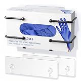 Glove Box Holder, Adhesive Wall-Mounted Metal Dispenser, Tool-Free Organizer for Rubber Latex Gloves, Facial Tissue and Storage, Black