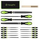 Yougfin 17 pcs File Set, 12 pcs Needle Files and 4 pcs Large Metal Files with Tool bag, Ideal Hand Tool for Woodwork, Metal, Model & Hobby Applications