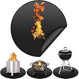 24" Fire Pit Mat for Solo Stove Bonfire Round Fireproof Under Grill Mat Oil Proof Waterproof BBQ Pad for Deck Patio Grass Outdoor Grill Accessories Portable and Reusable