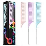 FRAMAR Dreamweaver Highlight Comb Set - Professional Highlighting Comb With Parting Tip, Hair Dye Comb, Foiling Combs For Highlighting, Highlight Combs For Highlighting – 3 Pack Pastel