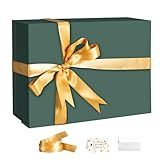CHARMGIFTBOX Green Gift Boxes with Lids, 11x8x4 Inches Gift Box with Ribbon, Collapsible Gift Boxes with Magnetic Closure for Presents, Bridesmaid Proposal Box Contains Gift Card Ribbon Tag