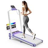 Folding Walking Pad with 15% Incline/RGB Light/Dual Screen Display, 3.5HP Treadmills for Home, Portable Walking Pad Treadmill with Handle Bar and 4 Adjustable Incline, 350lbs Capacity, Smart App