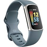 Fitbit Charge 5 Advanced Health & Fitness Tracker with Built-in GPS, Stress Management Tools, Sleep Tracking, 24/7 Heart Rate & More, Mineral Blue, One Size S & L Bands Included, Steel Blue/Platinum