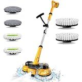 Cordless Electric Mop for Dewalt 20V Battery (NO Battery), 2 in 1 Spin Mop & Electric Floor Scrubber Machine with LED Light & Water Spray, 800 RPM Rotating Electric Mops for Floor Cleaning (Golden)