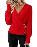 Timeson Christmas Sweaters for Women: Red Cozy Pullover — Lightweight Sweaters Winter Knit Tops Trendy 2025 Business Casual Clothes Fall Long Sleeve Blouse Work Office Wear Soft Holiday New Years Wear